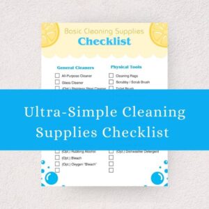 minimalist cleaning supplies checklist lemon and bubbles design