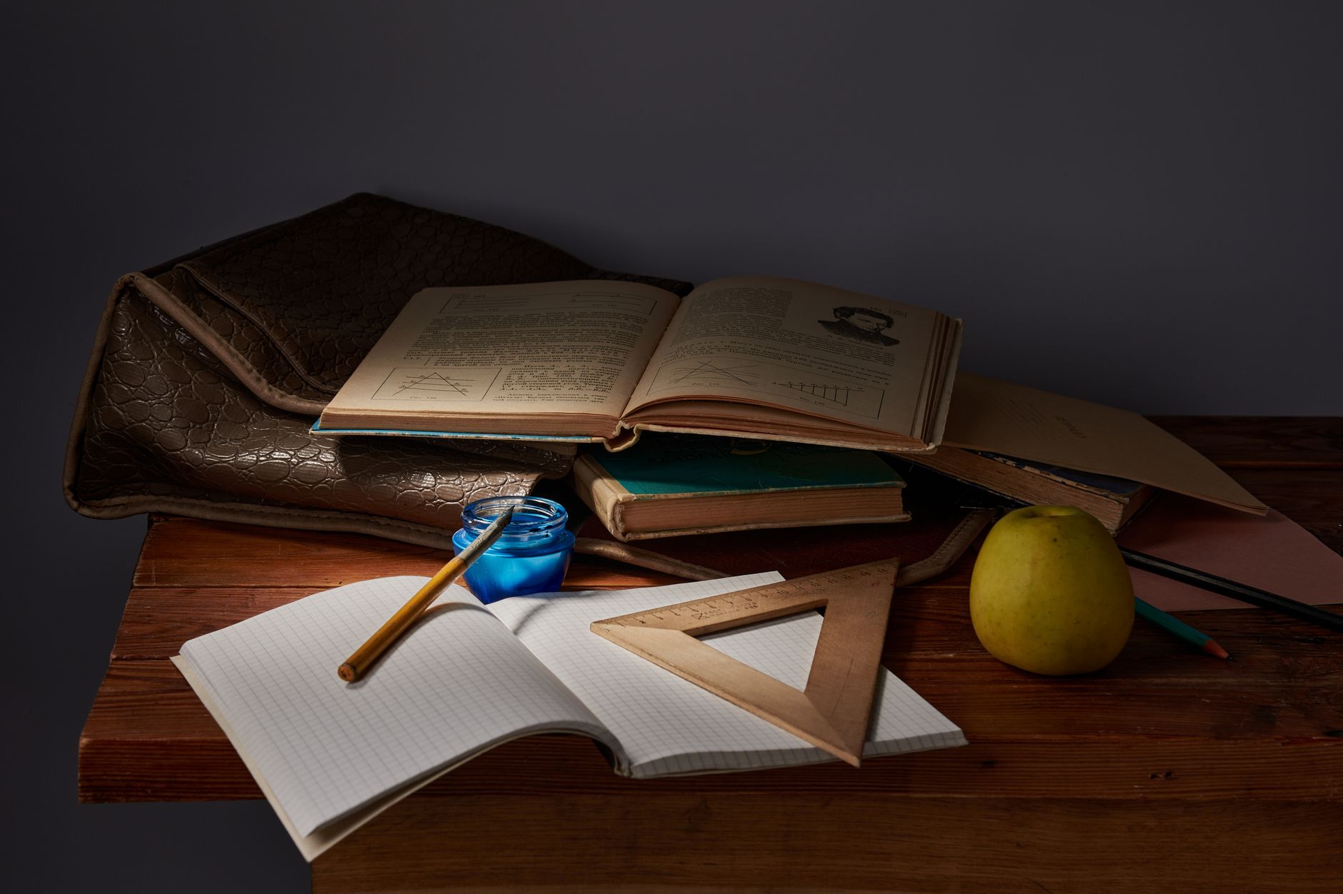 A backpack, lunchbox, and books