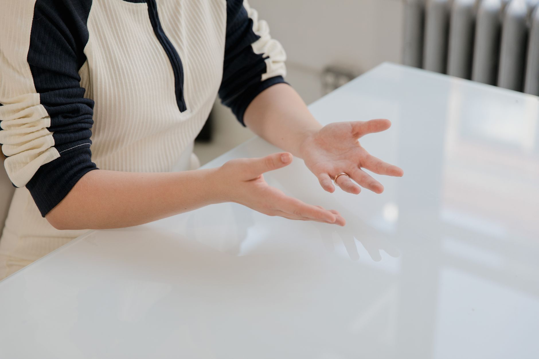 Hands gesturing during a conversation